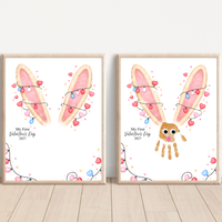 My First Valentine’s Day 2027 Bunny Handprint Craft for Baby | First Valentine Keepsake Printable