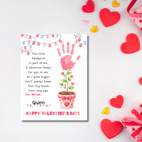 Valentine’s Day Handprint Craft Printable for Kids | Keepsake Art | Valentine Flower Design