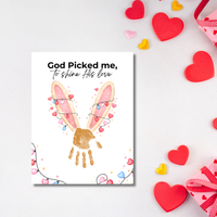 Christian Valentine Bunny Handprint Craft for Kids | God Picked Me Printable | Preschool Faith Valentine Keepsake