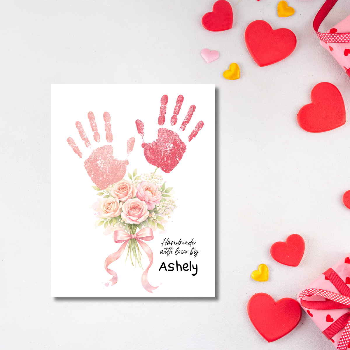 Rose Bouquet Handprint Craft for Kids | Valentine’s Day, Mother’s Day & Birthday Handmade With Love Keepsake