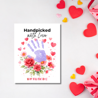 Valentine Flower Handprint Craft for Kids | Handpicked With Love Printable | Preschool Valentine Keepsake