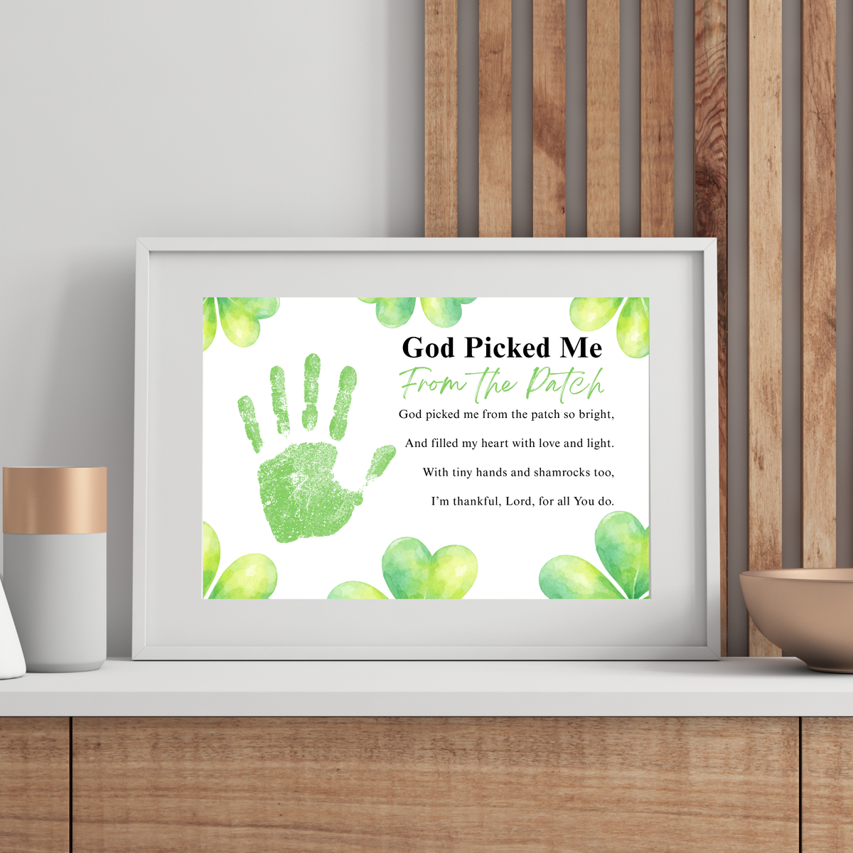 God Picked Me From the Patch Poem St. Patrick’s Day Handprint Craft Printable | Christian Shamrock Keepsake Art PDF | Faith-Based Kids Activity