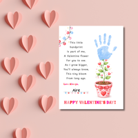 Valentine’s Day Handprint Craft Printable for Kids | Keepsake Art | Valentine Flower Design
