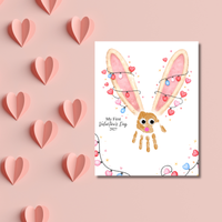 My First Valentine’s Day 2027 Bunny Handprint Craft for Baby | First Valentine Keepsake Printable