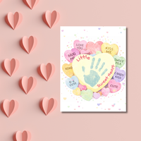 Valentine Sweetheart Candy Handprint & Footprint Craft for Kids | Conversation Heart Keepsake Printable