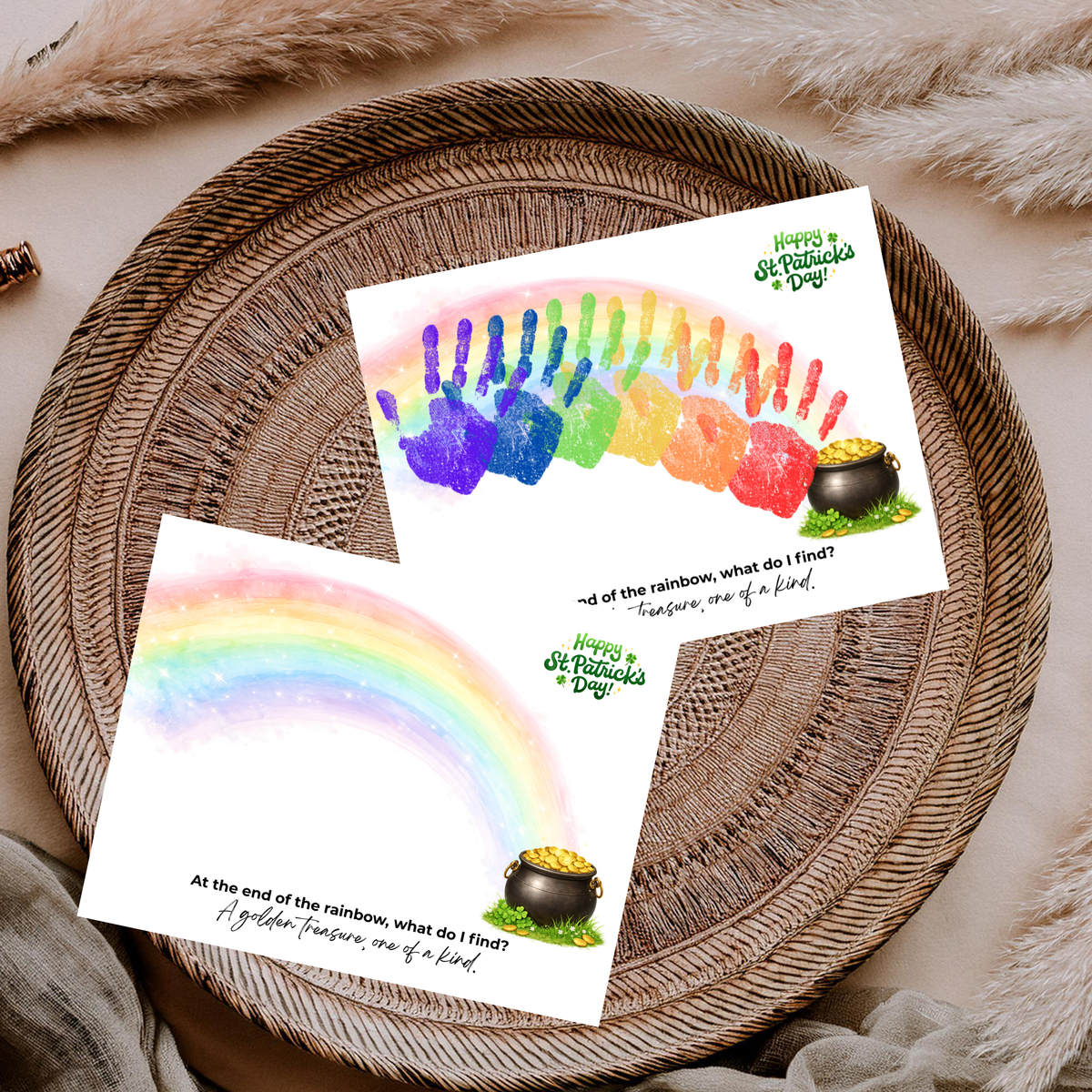 Rainbow Handprint Craft Printable for Kids | St. Patrick’s Day Keepsake Art | Pot of Gold Activity PDF