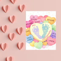 Spanish Valentine Handprint Craft for Kids | Mi Corazoncito Conversation Hearts Printable | Preschool Valentine Keepsake