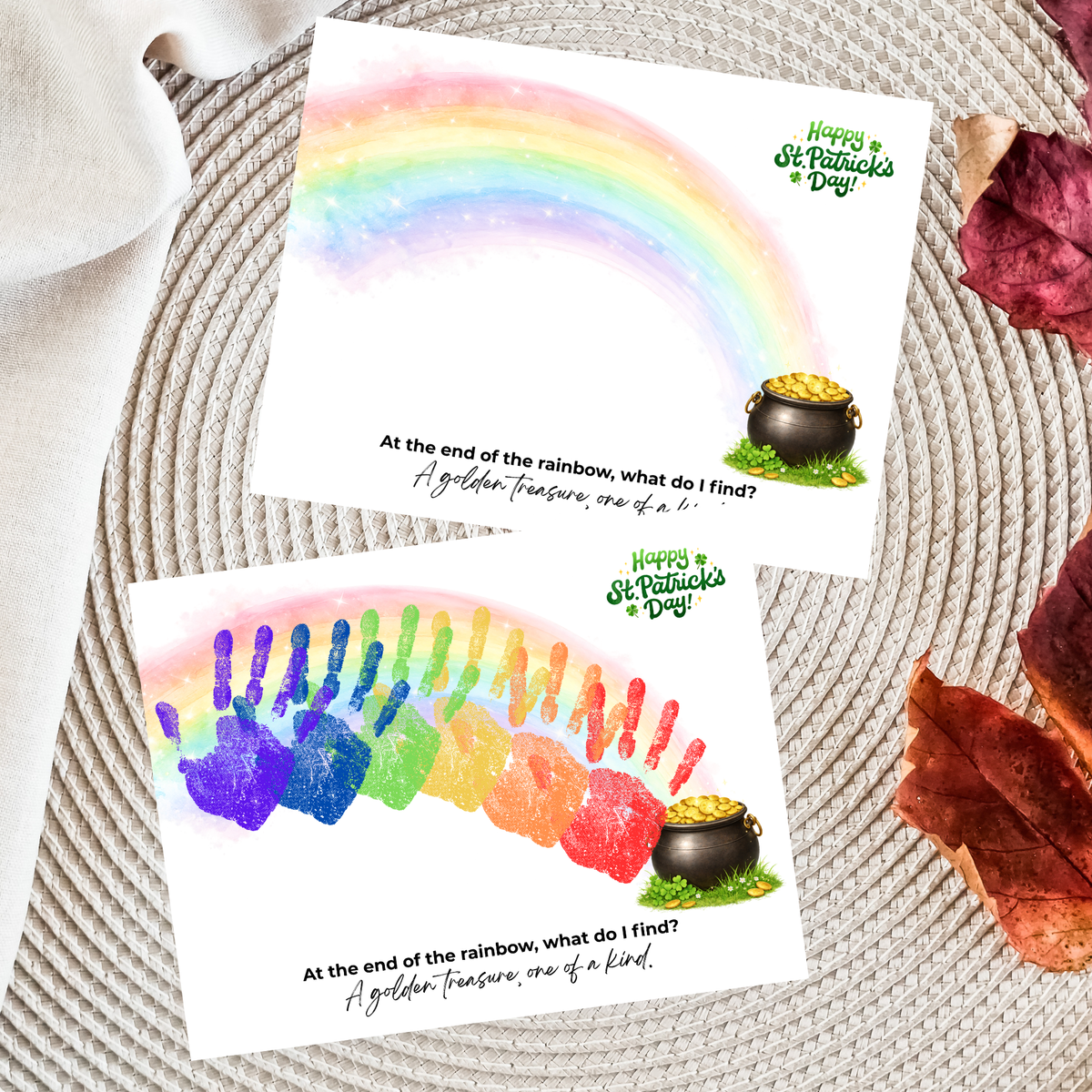 Rainbow Handprint Craft Printable for Kids | St. Patrick’s Day Keepsake Art | Pot of Gold Activity PDF