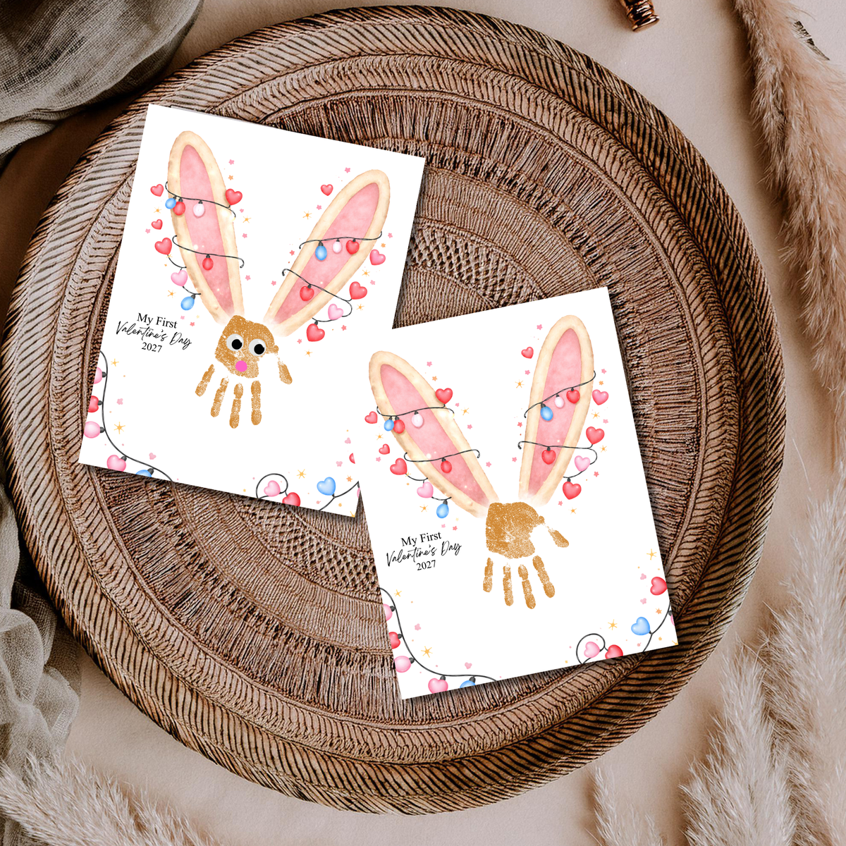 My First Valentine’s Day 2027 Bunny Handprint Craft for Baby | First Valentine Keepsake Printable