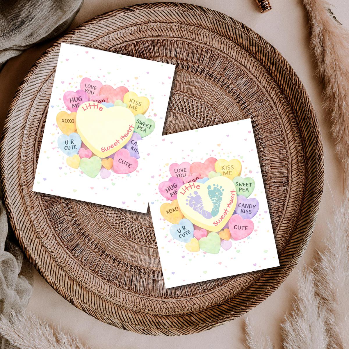 Valentine Sweetheart Candy Handprint & Footprint Craft for Kids | Conversation Heart Keepsake Printable