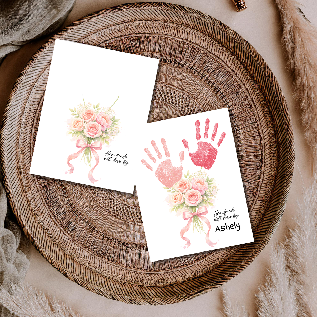 Rose Bouquet Handprint Craft for Kids | Valentine’s Day, Mother’s Day & Birthday Handmade With Love Keepsake