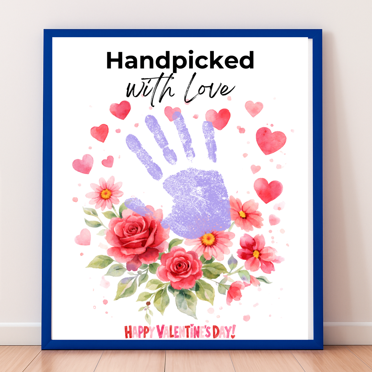 Valentine Flower Handprint Craft for Kids | Handpicked With Love Printable | Preschool Valentine Keepsake