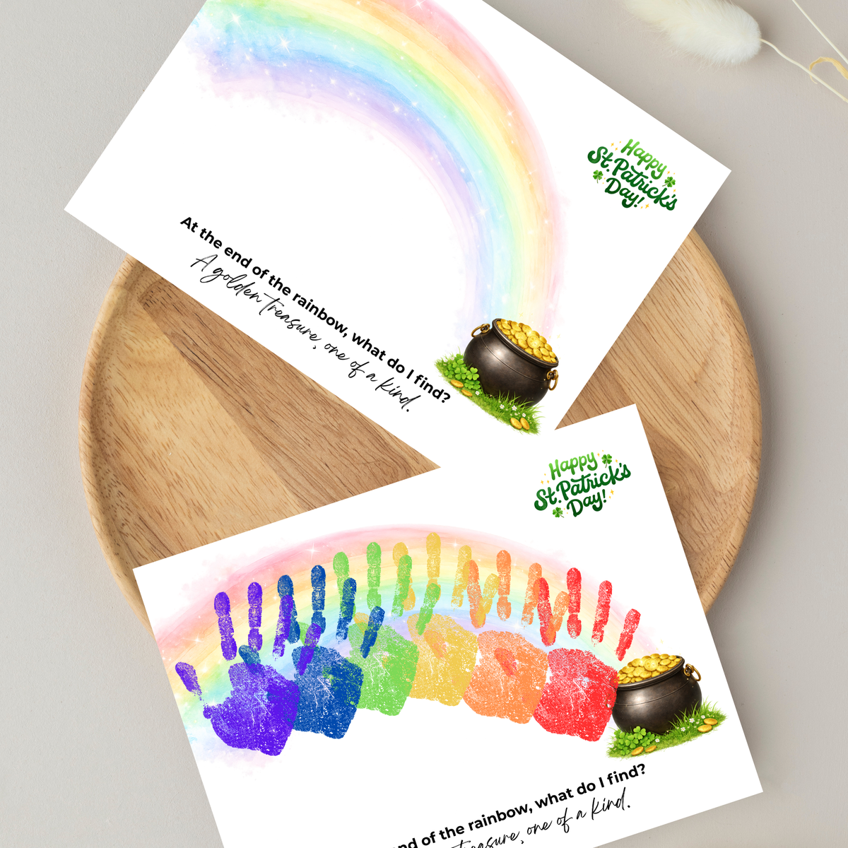 Rainbow Handprint Craft Printable for Kids | St. Patrick’s Day Keepsake Art | Pot of Gold Activity PDF