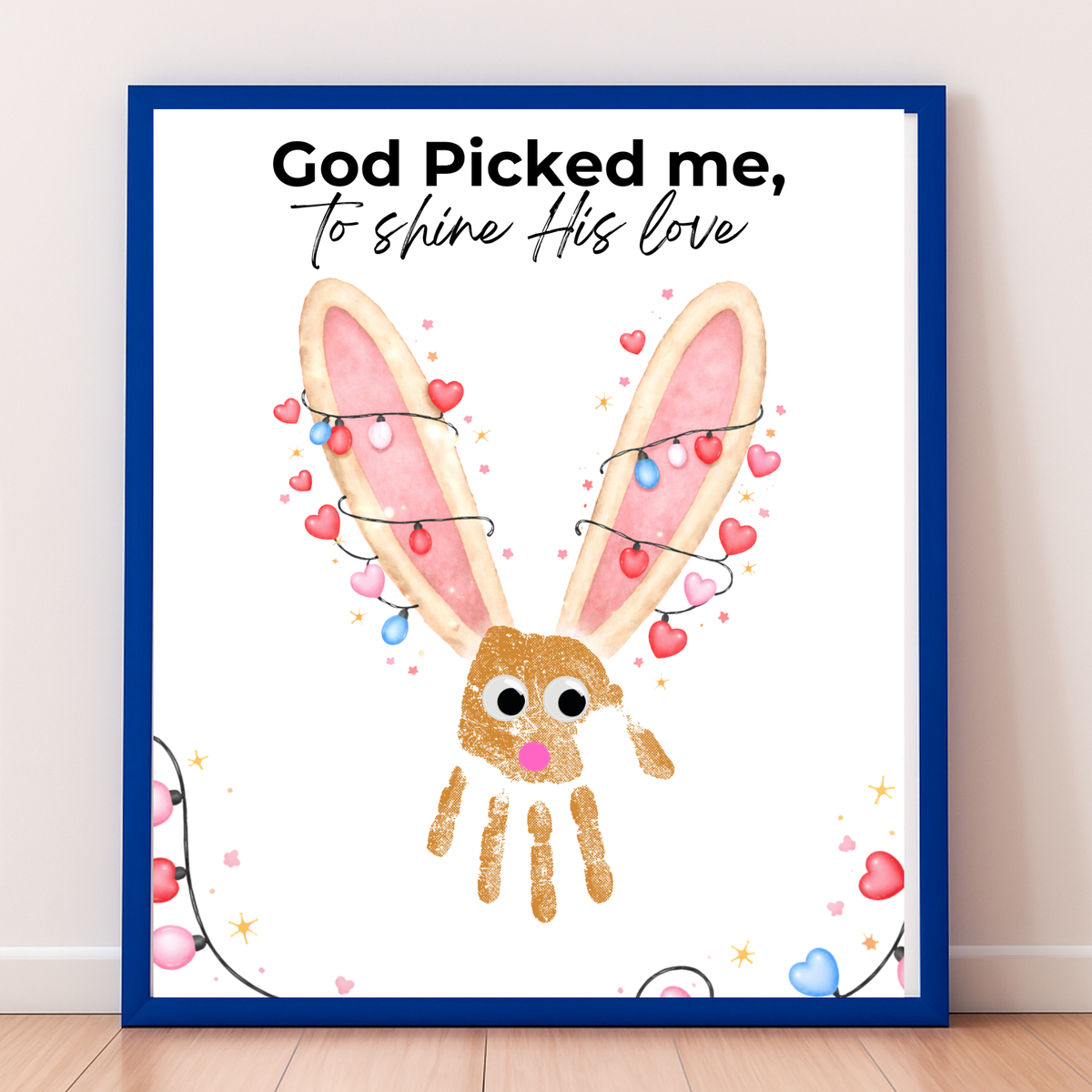 Christian Valentine Bunny Handprint Craft for Kids | God Picked Me Printable | Preschool Faith Valentine Keepsake