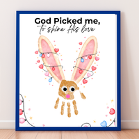 Christian Valentine Bunny Handprint Craft for Kids | God Picked Me Printable | Preschool Faith Valentine Keepsake