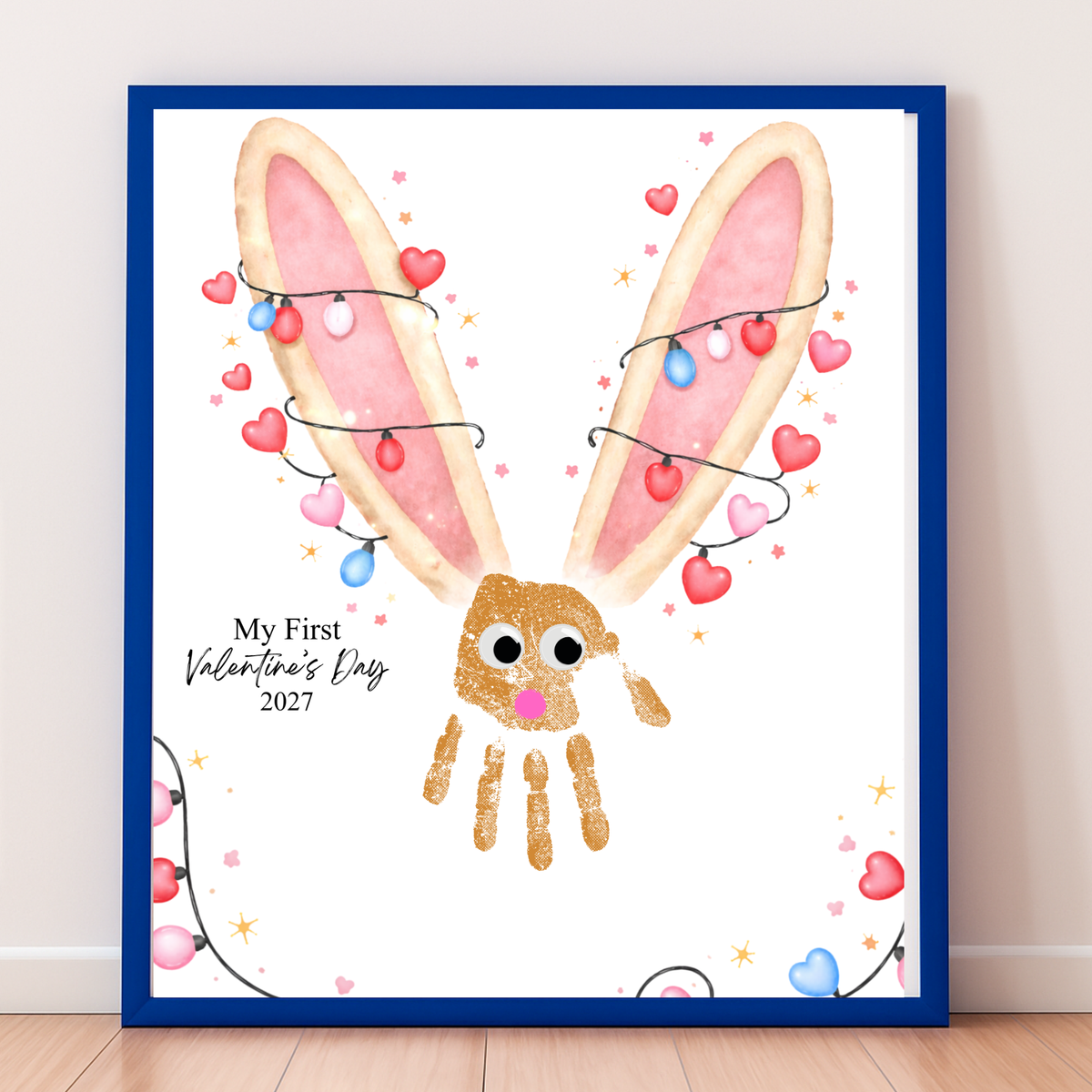 My First Valentine’s Day 2027 Bunny Handprint Craft for Baby | First Valentine Keepsake Printable