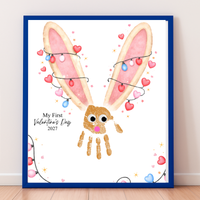 My First Valentine’s Day 2027 Bunny Handprint Craft for Baby | First Valentine Keepsake Printable