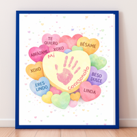 Spanish Valentine Handprint Craft for Kids | Mi Corazoncito Conversation Hearts Printable | Preschool Valentine Keepsake
