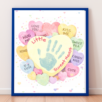 Valentine Sweetheart Candy Handprint & Footprint Craft for Kids | Conversation Heart Keepsake Printable
