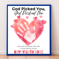 Christian Valentine Handprint Craft for Kids | God Picked You God Picked Me Valentine Keepsake  Description