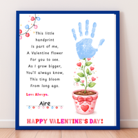 Valentine’s Day Handprint Craft Printable for Kids | Keepsake Art | Valentine Flower Design