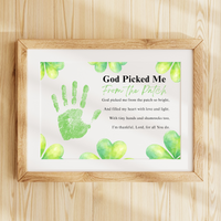 God Picked Me From the Patch Poem St. Patrick’s Day Handprint Craft Printable | Christian Shamrock Keepsake Art PDF | Faith-Based Kids Activity
