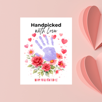 Valentine Flower Handprint Craft for Kids | Handpicked With Love Printable | Preschool Valentine Keepsake