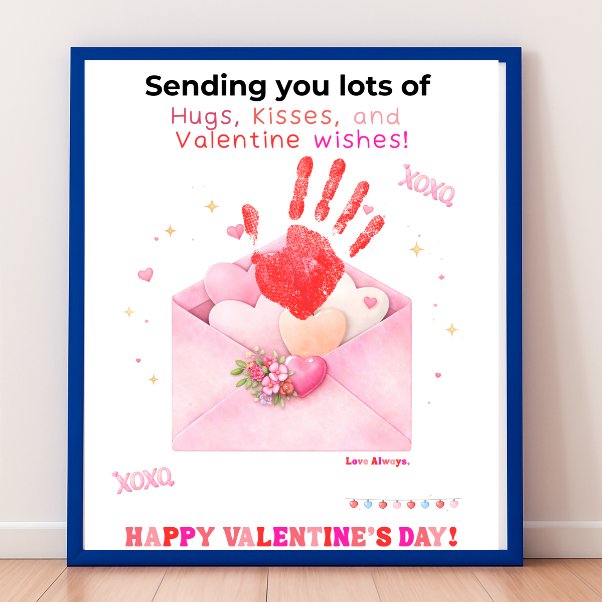 Valentine Handprint Craft for Kids | Hugs Kisses Valentine Wishes | Love Letter Envelope Keepsake