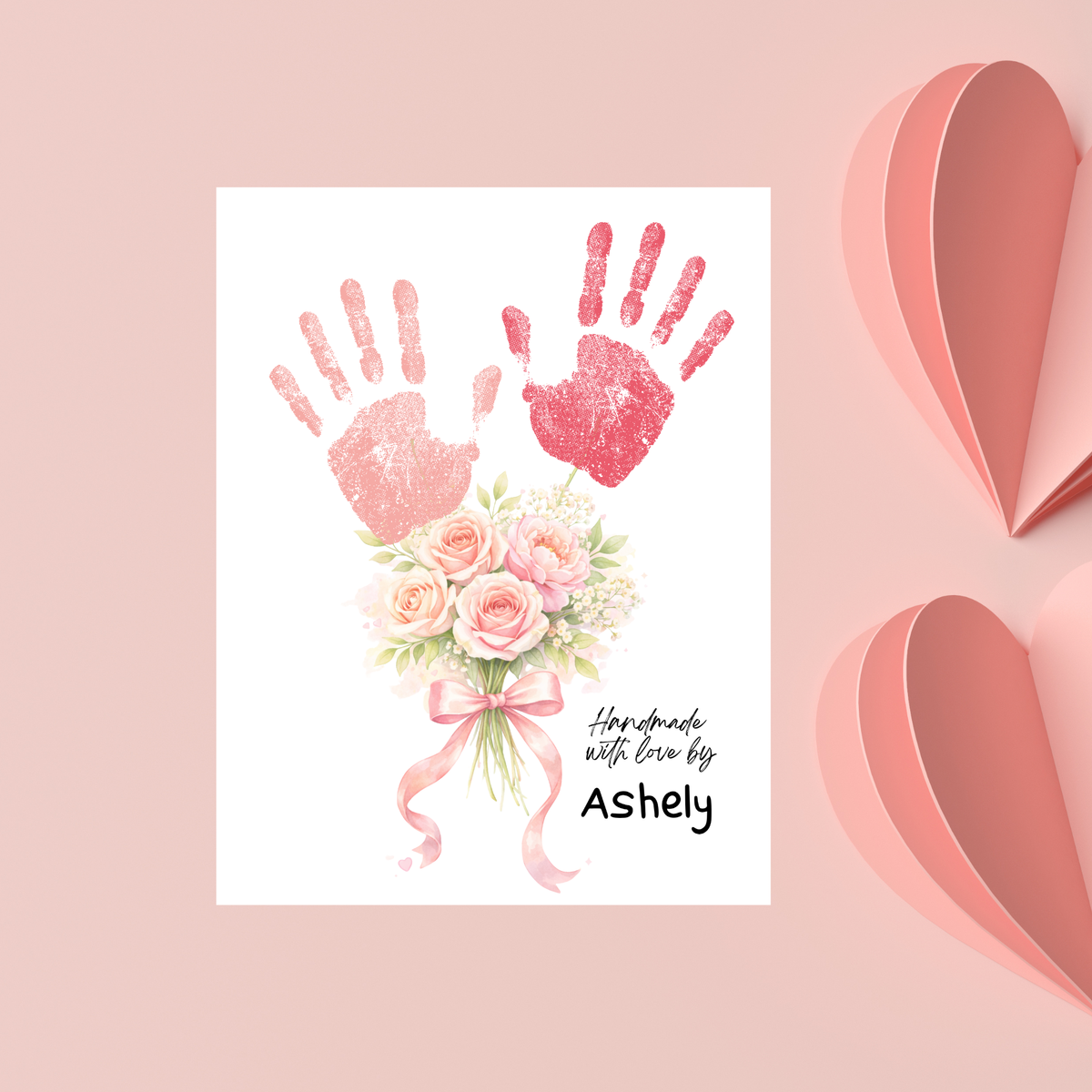 Rose Bouquet Handprint Craft for Kids | Valentine’s Day, Mother’s Day & Birthday Handmade With Love Keepsake