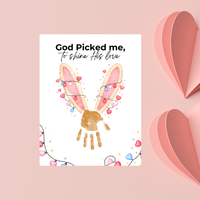 Christian Valentine Bunny Handprint Craft for Kids | God Picked Me Printable | Preschool Faith Valentine Keepsake