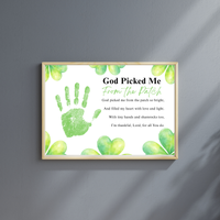 God Picked Me From the Patch Poem St. Patrick’s Day Handprint Craft Printable | Christian Shamrock Keepsake Art PDF | Faith-Based Kids Activity