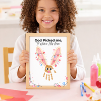 Christian Valentine Bunny Handprint Craft for Kids | God Picked Me Printable | Preschool Faith Valentine Keepsake