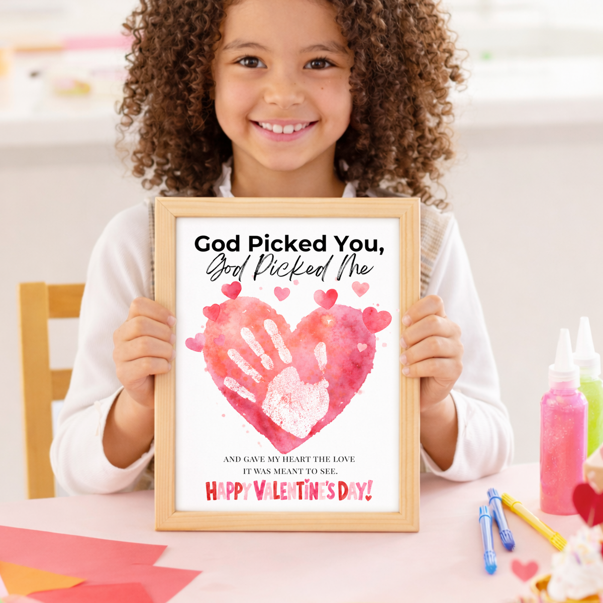 Christian Valentine Handprint Craft for Kids | God Picked You God Picked Me Valentine Keepsake  Description