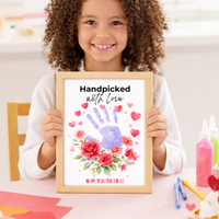 Valentine Flower Handprint Craft for Kids | Handpicked With Love Printable | Preschool Valentine Keepsake