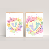 Valentine Sweetheart Candy Handprint & Footprint Craft for Kids | Conversation Heart Keepsake Printable