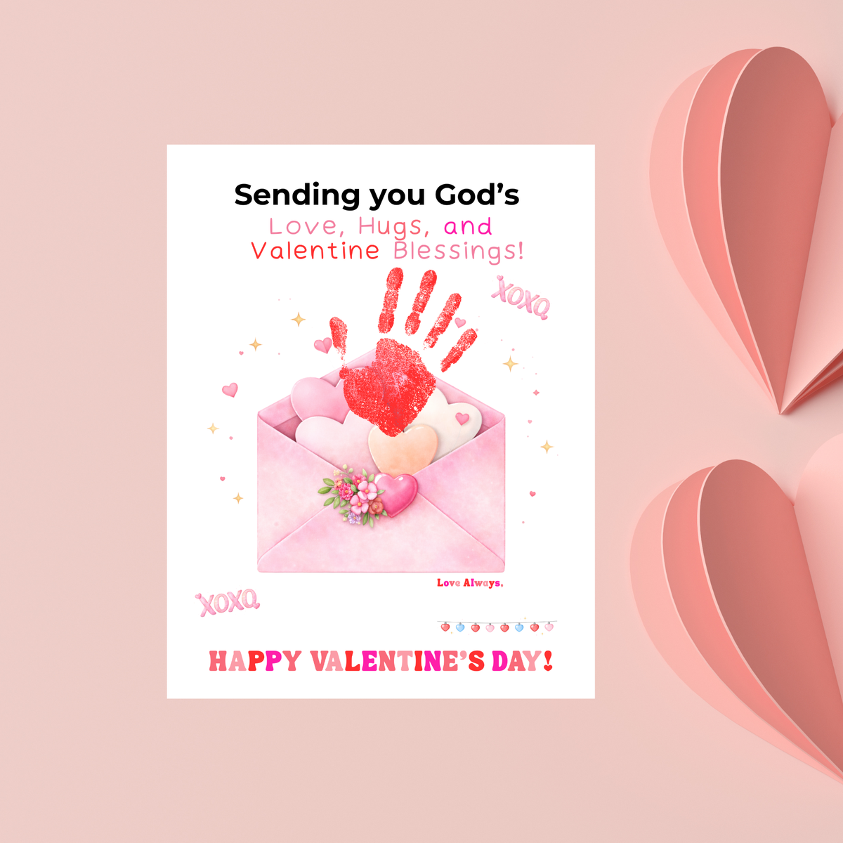 Christian Valentine Handprint Craft for Kids | God’s Love Valentine Blessings | Faith-Based Envelope Keepsake