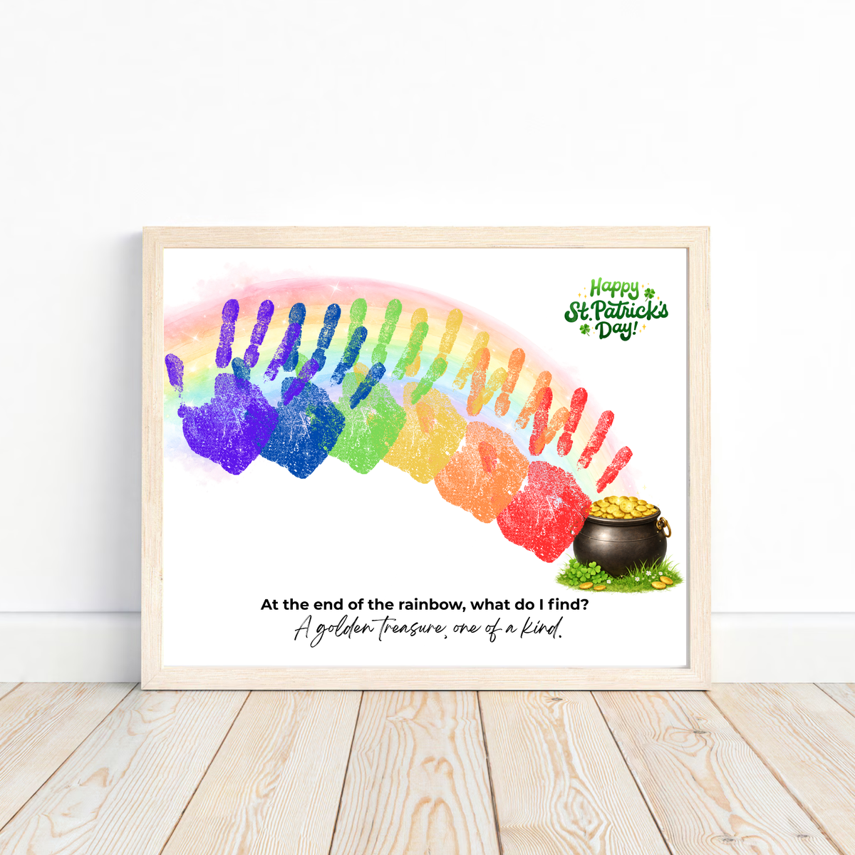Rainbow Handprint Craft Printable for Kids | St. Patrick’s Day Keepsake Art | Pot of Gold Activity PDF