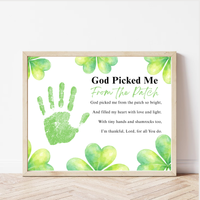 God Picked Me From the Patch Poem St. Patrick’s Day Handprint Craft Printable | Christian Shamrock Keepsake Art PDF | Faith-Based Kids Activity
