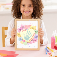 Valentine Sweetheart Candy Handprint & Footprint Craft for Kids | Conversation Heart Keepsake Printable