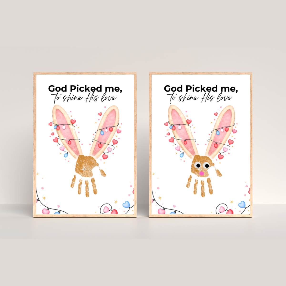 Christian Valentine Bunny Handprint Craft for Kids | God Picked Me Printable | Preschool Faith Valentine Keepsake