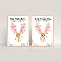 Christian Valentine Bunny Handprint Craft for Kids | God Picked Me Printable | Preschool Faith Valentine Keepsake