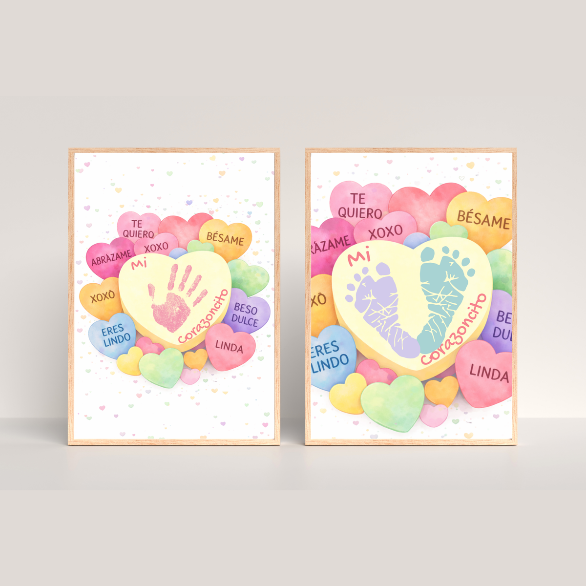 Spanish Valentine Handprint Craft for Kids | Mi Corazoncito Conversation Hearts Printable | Preschool Valentine Keepsake