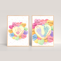 Spanish Valentine Handprint Craft for Kids | Mi Corazoncito Conversation Hearts Printable | Preschool Valentine Keepsake