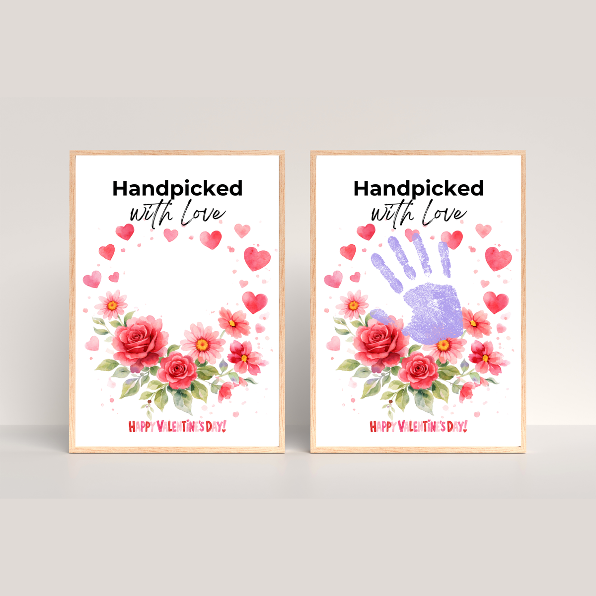 Valentine Flower Handprint Craft for Kids | Handpicked With Love Printable | Preschool Valentine Keepsake