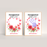 Valentine Flower Handprint Craft for Kids | Handpicked With Love Printable | Preschool Valentine Keepsake