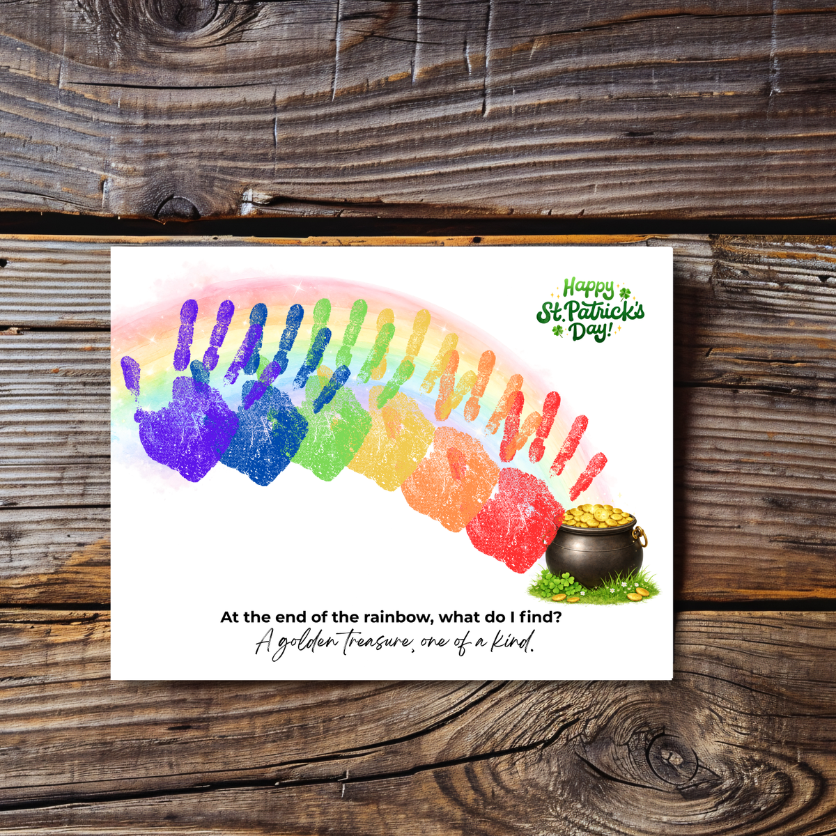 Rainbow Handprint Craft Printable for Kids | St. Patrick’s Day Keepsake Art | Pot of Gold Activity PDF