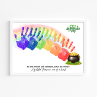 Rainbow Handprint Craft Printable for Kids | St. Patrick’s Day Keepsake Art | Pot of Gold Activity PDF