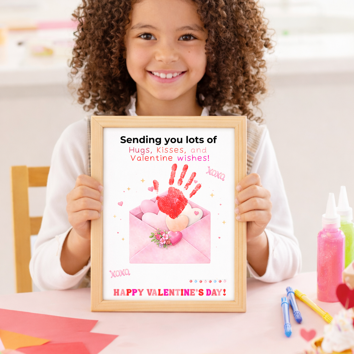 Valentine Handprint Craft for Kids | Hugs Kisses Valentine Wishes | Love Letter Envelope Keepsake