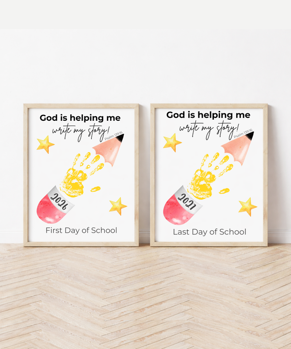 First Day of School Handprint Craft Printable for Kids | Faith-Inspired Keepsake | God Is Helping Me Write My Story