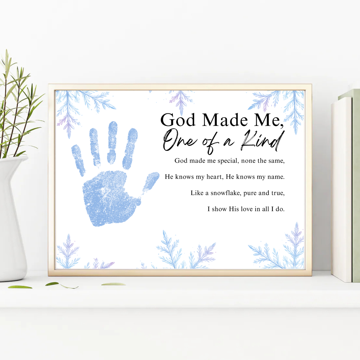 Winter Faith-Based Handprint Craft Printable | “God Made Me One of a Kind” Snowflake Keepsake | Christian Winter Art PDF